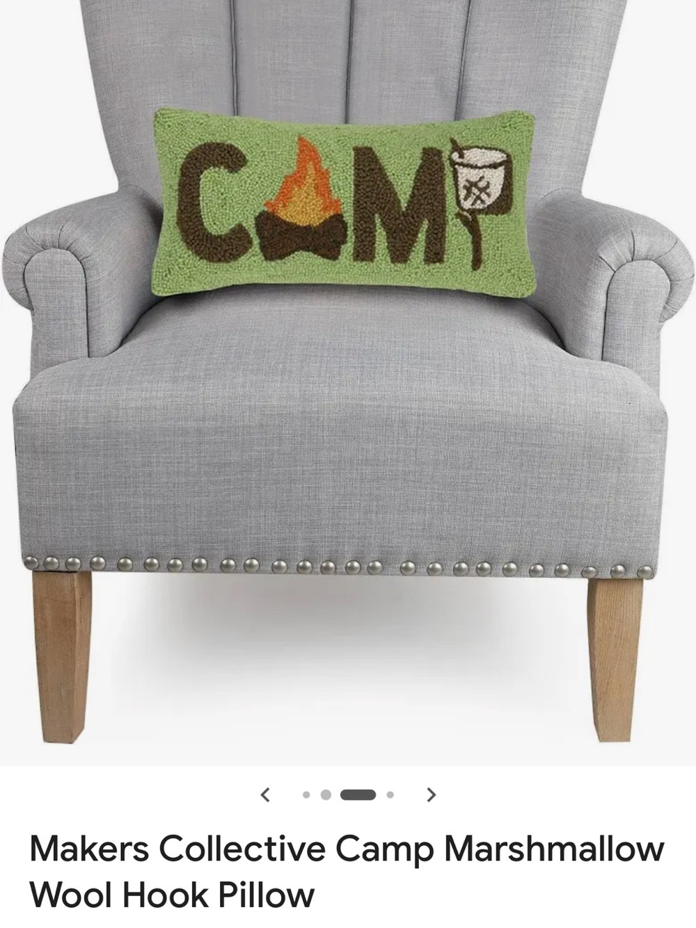 NWT Makers Collective CAMP Hooked Lumbar Pillow 9” x 18” - Picture 9 of 12